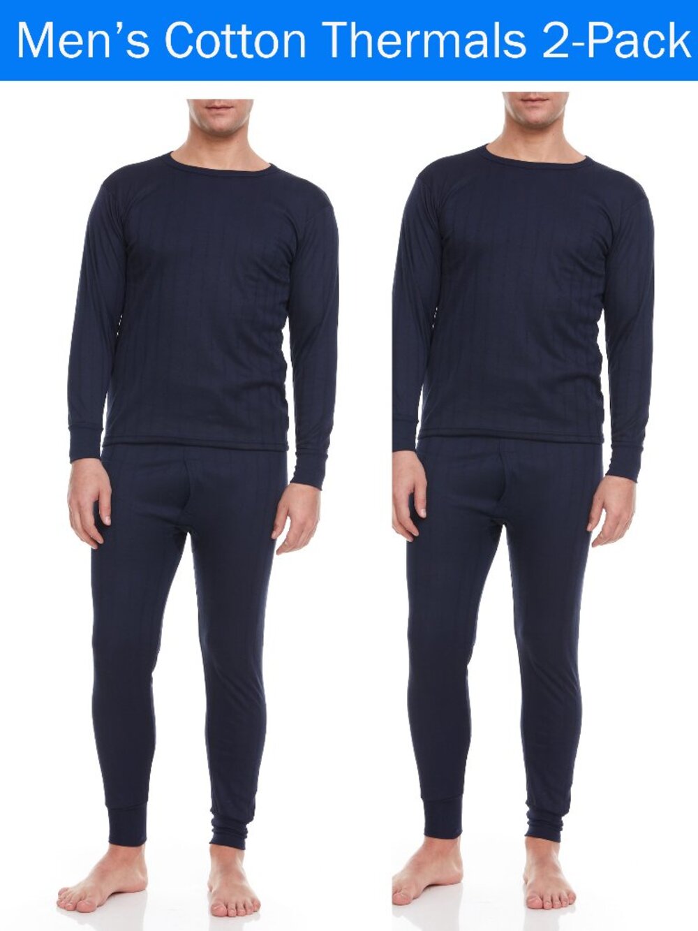 Men Cotton Fleece Thermal Underwear Set 2-Pack Warm Long Johns Winter Base Layer